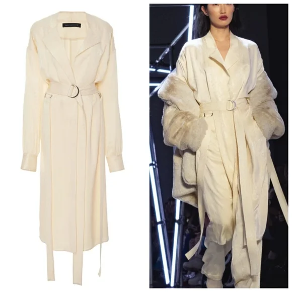 Sally Lapointe Snake Belted Trench Dress Lightweight Jacket - Picture 11 of 11
